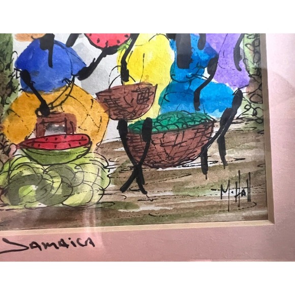 Jamaican Women Working Water Color Paintings- WallArt - By M.Hall Matted&framed - Picture 7 of 12